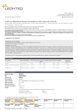 11.00% p.a. Multi Barrier Reverse Convertible sur AXA, Swiss Life