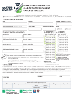 Formulaire d`inscription été 2017