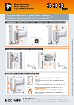 Einstell anleitung Notice de r&eacute;glage Adjustment instructions
