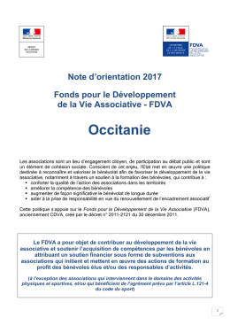 la note d`orientation FDVA Occitanie 2017