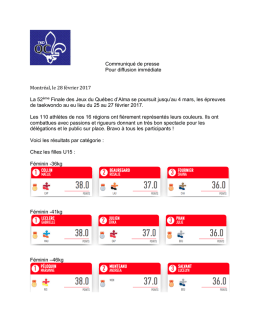Communiqué de presse Pour diffusion immédiate Montréal, le 28