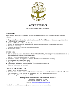 coordonnateur2017 - Festival M&eacute;moire et Racines