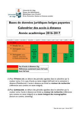 Bases de donn&eacute;es juridiques belges payantes Calendrier des acc&egrave;s