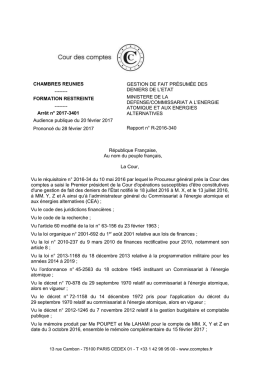 Arr&ecirc;t 2017-3401 - Cour des comptes