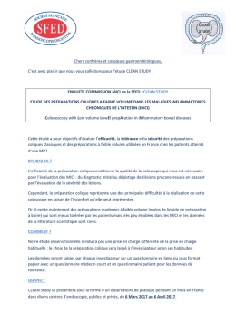 Le courrier complet d`information sur l`enqu&ecirc;te CLEAN Study