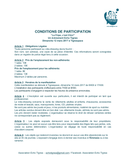 CONDITIONS DE PARTICIPATION