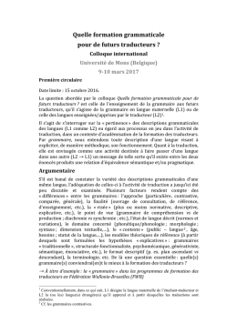 Quelle formation grammaticale pour de futurs traducteurs ?
