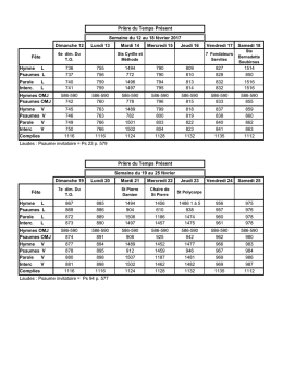 Prière du Temps Présent Semaine du 12 au 18 février 2017