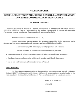Candidature MEMBRE DU CONSEIL D`ADMINISTRATION DU