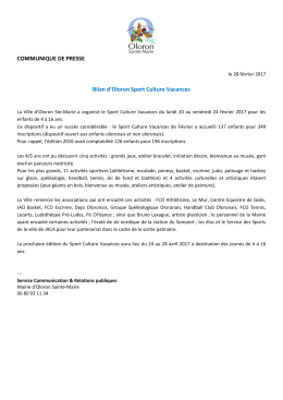 (mardi 28 f&eacute;vrier 2017) : Bilan d`Oloron Sport Culture Vacances