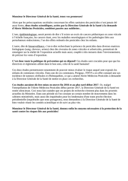 lettre au DGS (format pdf) - Alerte M&eacute;decins Pesticides