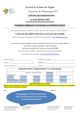 Vacances de Printemps 2017