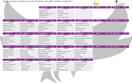 MENU DU MOIS DE MARS 2017 (RESTAURANT SCOLAIRE