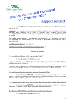 Le Conseil Municipal de la Ville Le Passage d`Agen s`est réuni en