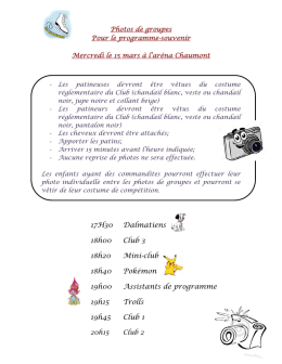 L`Horaire Photos Groupes du Programme Souvenir