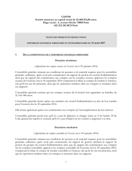 Texte des projets de résolution présentés à l`Assemblée