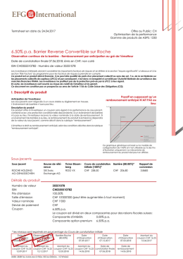 6.50% pa Barrier Reverse Convertible sur Roche