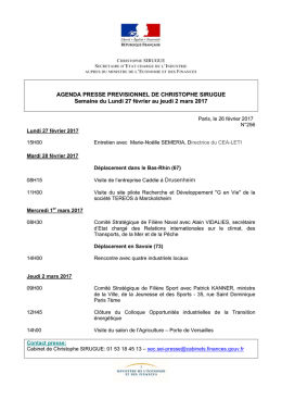 AGENDA PRESSE PREVISIONNEL DE CHRISTOPHE SIRUGUE