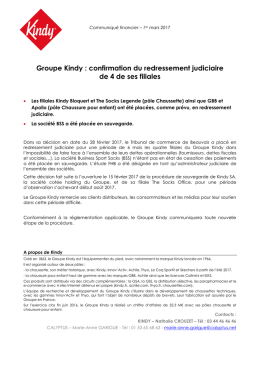 Groupe Kindy : confirmation du redressement judiciaire de