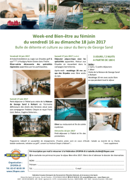 Week-end Bien-être au féminin du vendredi 16 au
