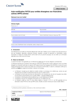 Auto-certification FATCA pour entités étrangères non