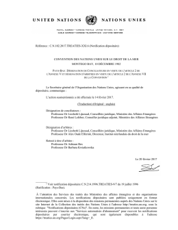 &Agrave; l`attention des Services des trait&eacute;s des Minist&egrave;res des affaires