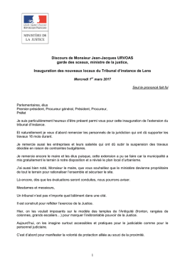 Lire le discours - Ministère de la Justice – Presse