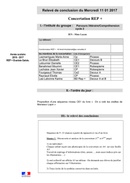 Relevé de conclusion du Mercredi 11 01 2017 Concertation REP +