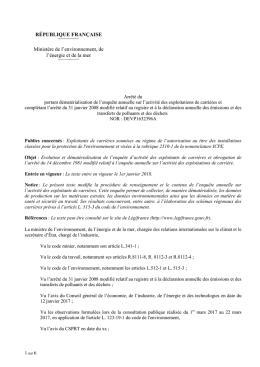 Projet d` arrete dematarialisation enquête carrieres