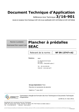 Document Technique d`Application Plancher à prédalles