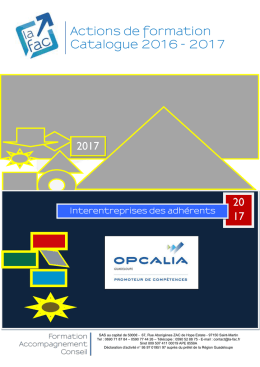 Actions de formation Catalogue 2016 - 2017 2017