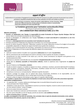 appel d`offre - Gen&egrave;ve - Fondation genevoise pour l`animation