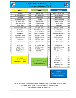 Groupes d`entrainement U12 - U13 jusqu`aux
