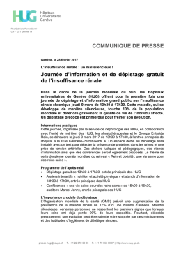 Journ&eacute;e d`information et de d&eacute;pistage gratuit de l`insuffisance