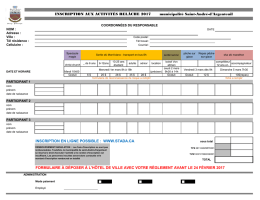 INSCRIPTION EN LIGNE POSSIBLE : WWW.STADA.CA