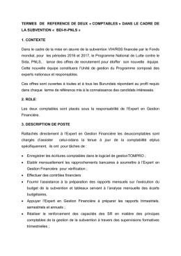 TERMES DE REFERENCE DE DEUX &laquo; COMPTABLES &raquo; DANS LE