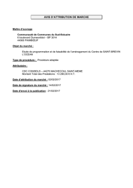 AVIS D`ATTRIBUTION DE MARCHE