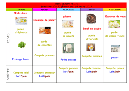 Menu des petits du 27 février au 3 mars 2017