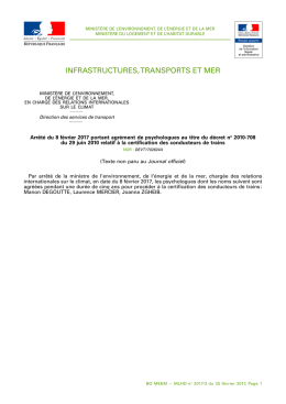 Arrêté du 8 février 2017 - Bulletin Officiel