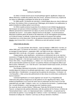 Alcools Guillaume Apollinaire En 1910, il n`existe encore aucun