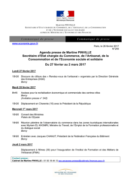 Agenda presse de Martine PINVILLE Secrétaire d`Etat chargée du