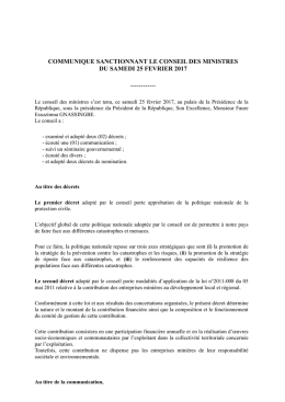communique du conseil des ministres du samedi 25