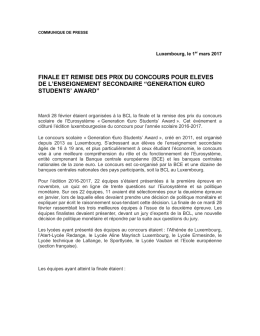 FINALE ET REMISE DES PRIX DU CONCOURS POUR ELEVES DE