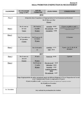 Annexe 8 50&egrave;me PROMOTION D`INSPECTEUR DU