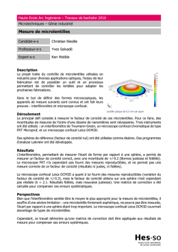 Mesure de microlentilles - HE-Arc