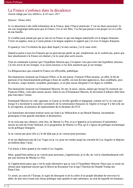 La France s`enfonce dans la décadence