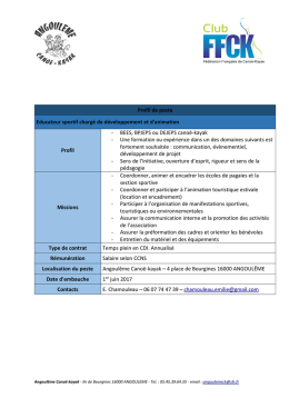 Profil de poste Educateur sportif chargé de développement et d