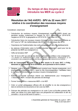 Du temps et des moyens pour introduire les MER au cycle 2