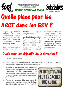 Quelle place pour les ASCT dans les ESV - SUD