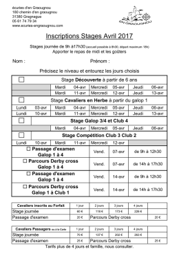Inscription stages avril 2017 - Le site des Ecuries En